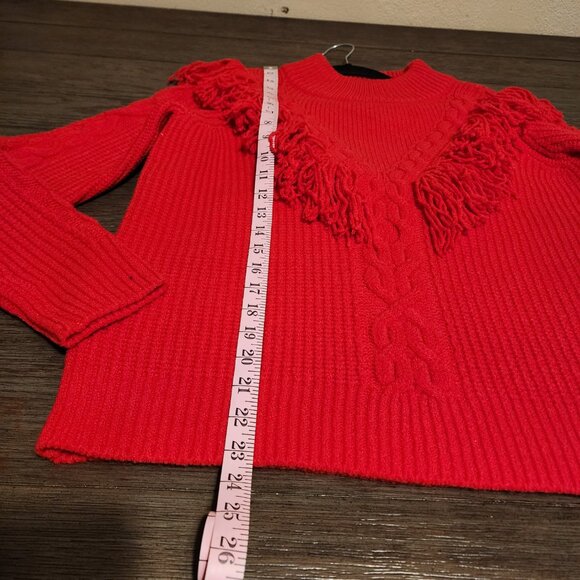 Tuckernuck Red Fringe Caswell Sweater NWT Med - Picture 3 of 11